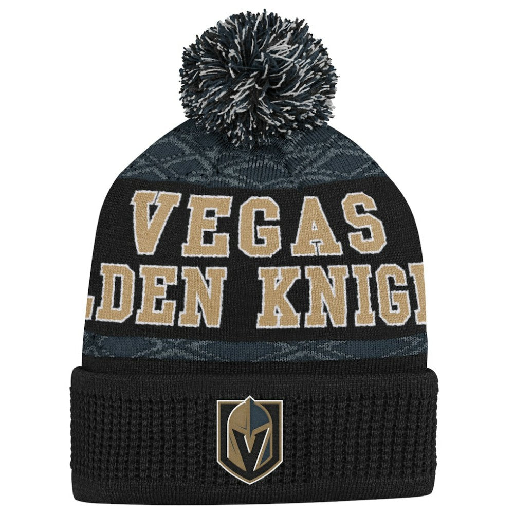 Vegas Golden Knights Youth Puck Cuffed Knit Hat with Pom Black