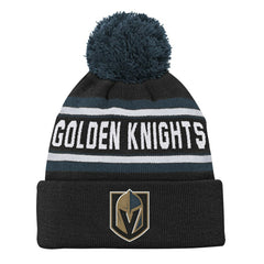 Vegas Golden Knights Youth Jacquard Cuffed Knit Hat with Pom Black