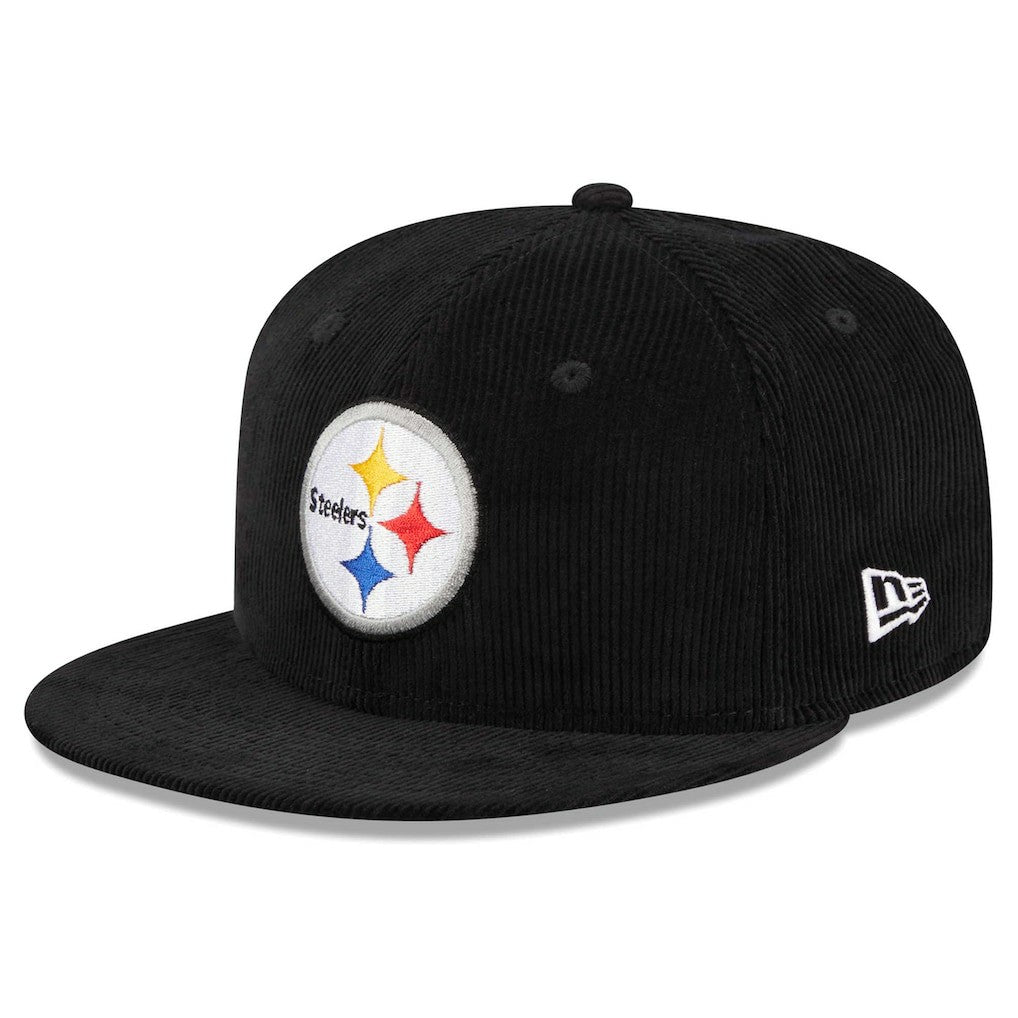 Pittsburgh Steelers New Era Throwback Cord 59FIFTY Fitted Hat Black - NFL