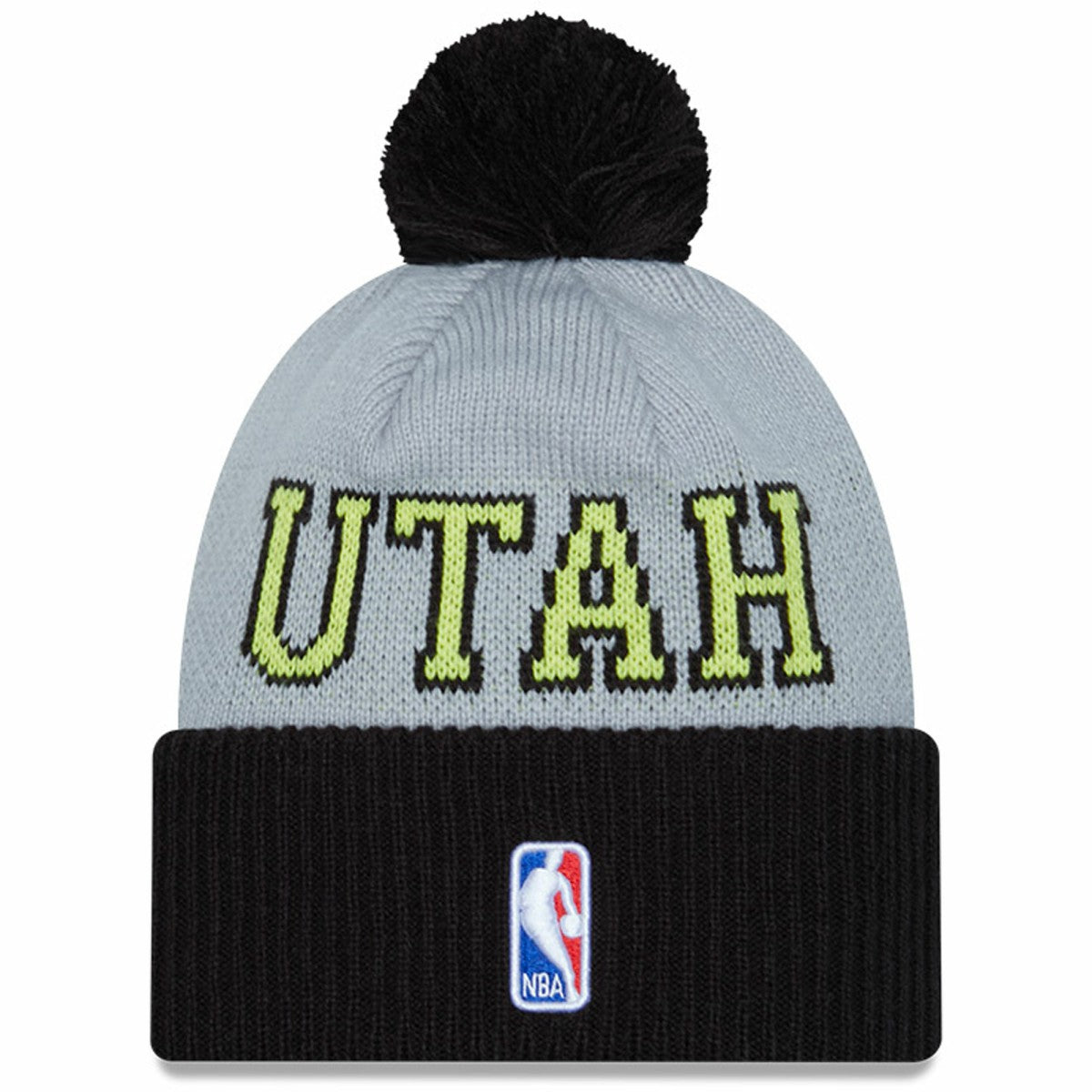 New Era - Utah Jazz Tip-Off Two-Tone Cuffed Knit Hat with Pom - Black/Gray