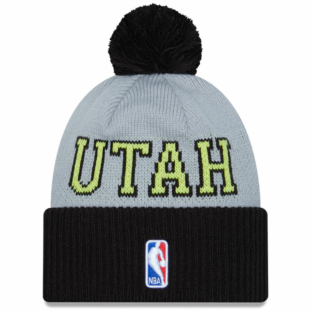New Era - Utah Jazz Tip-Off Two-Tone Cuffed Knit Hat with Pom - Black/Gray