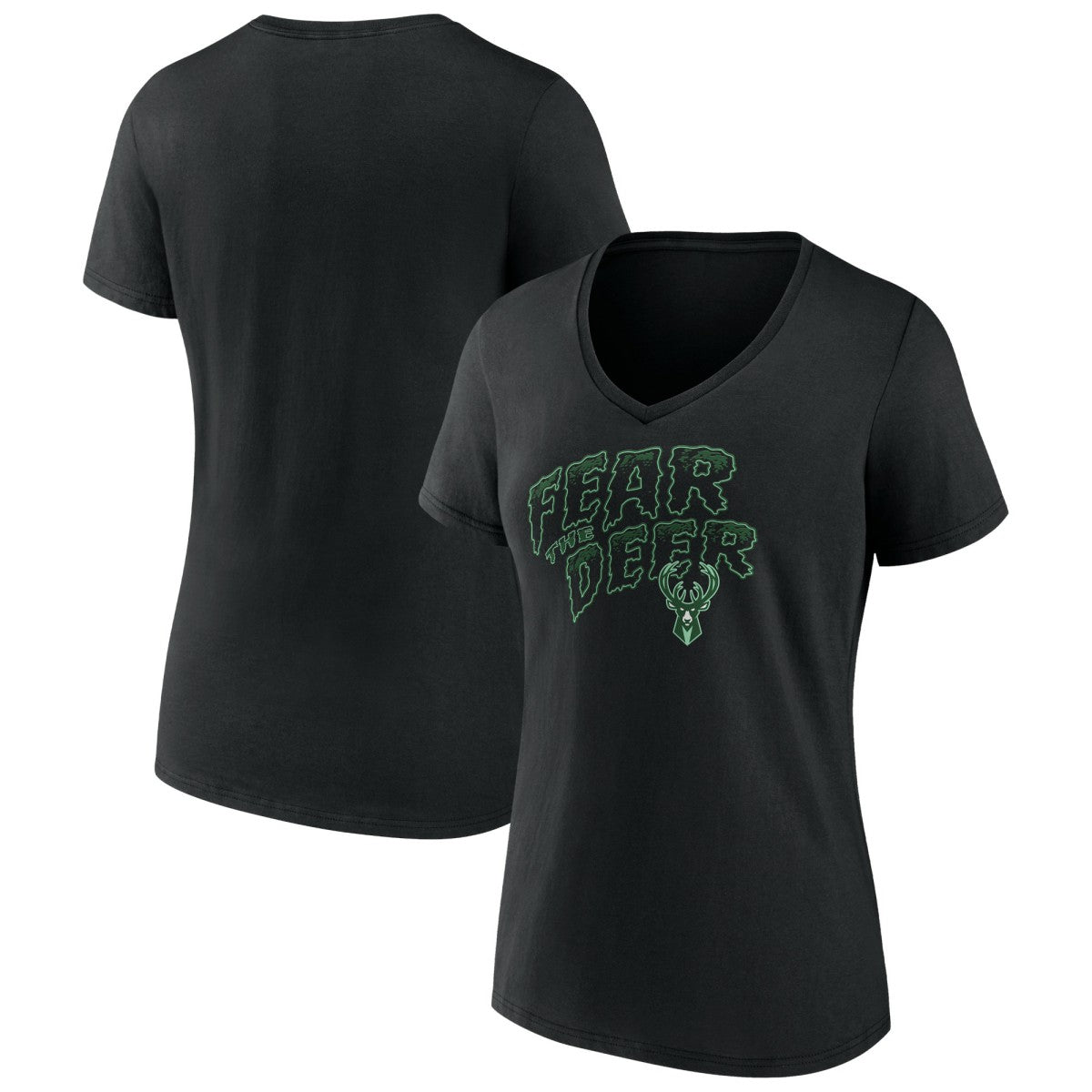 NBA - Milwaukee Bucks Women's Team Pride V-Neck T-Shirt - Black