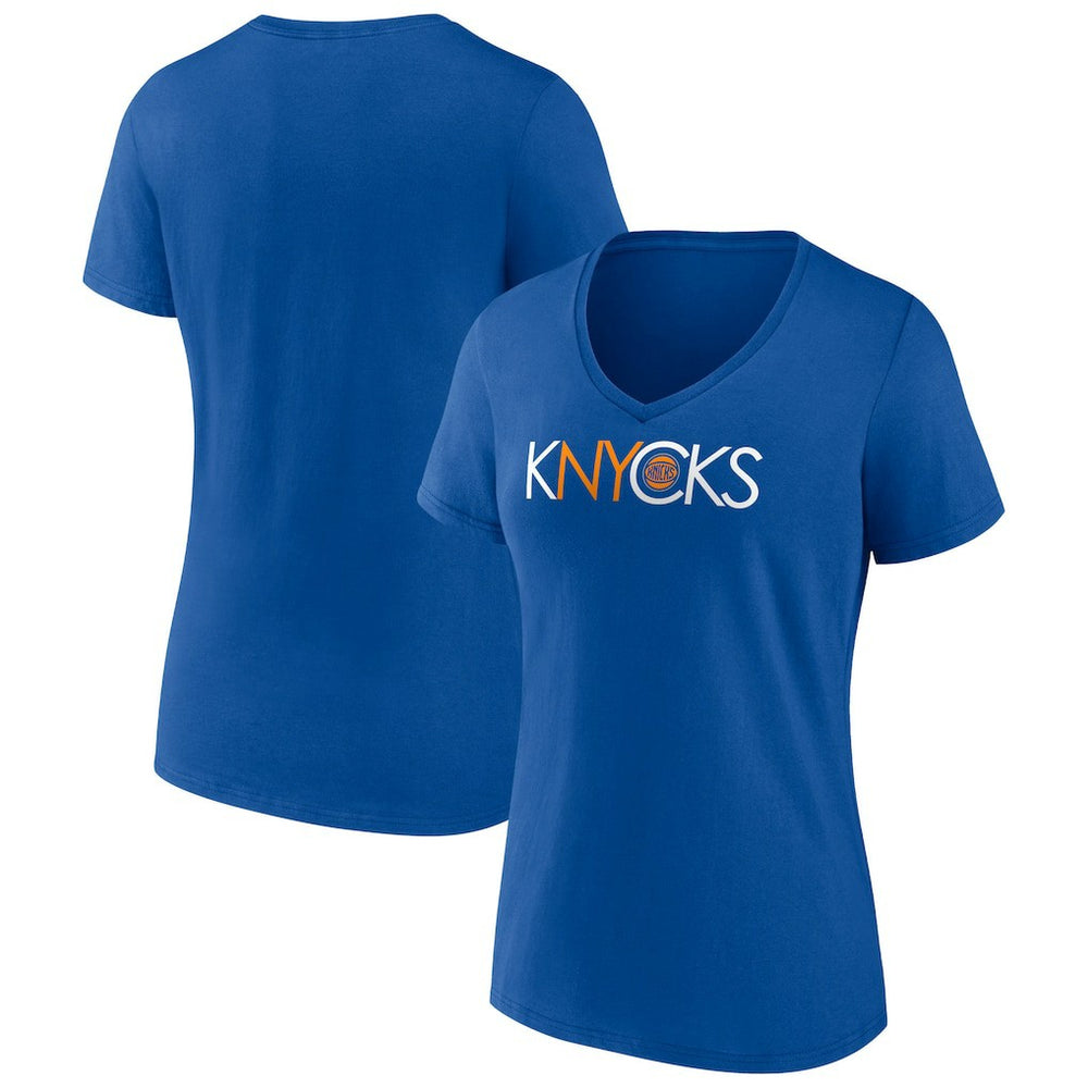 NBA - New York Knicks Women's Team Pride V-Neck T-Shirt - Blue