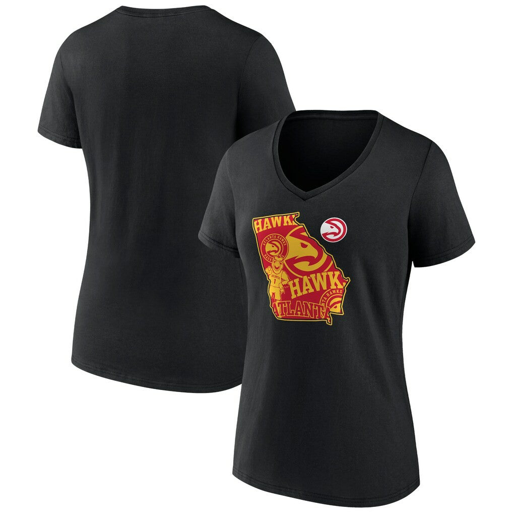 NBA - Atlanta Hawks Women's Announcer V-Neck T-Shirt - Black