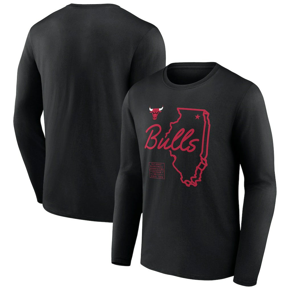 NBA - Chicago Bulls Announcer Long Sleeve T-Shirt - Black
