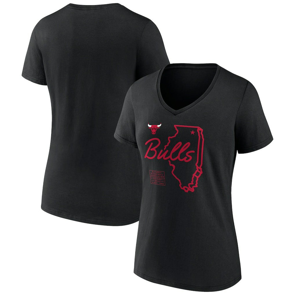 NBA - Chicago Bulls Women's Announcer V-Neck T-Shirt - Black