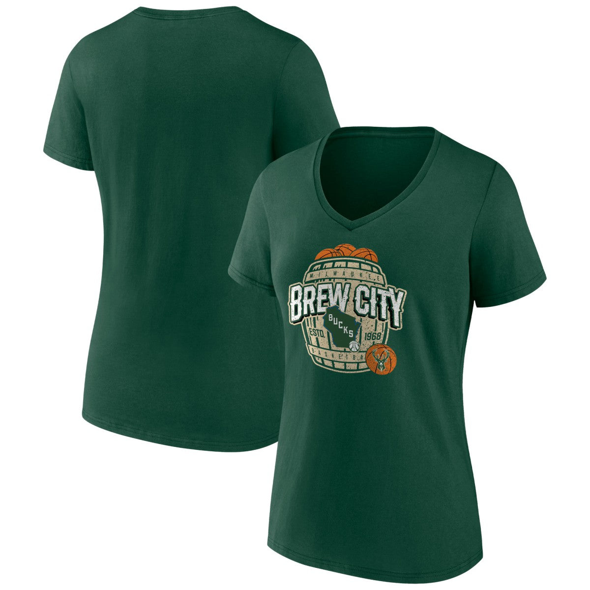 NBA - Milwaukee Bucks Women's Announcer V-Neck T-Shirt - Hunter Green