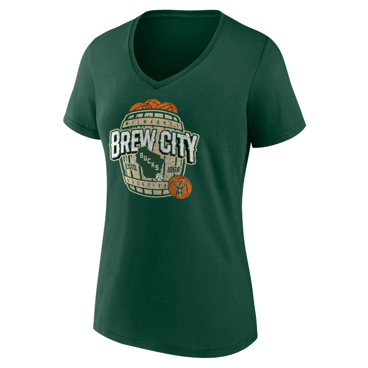 NBA - Milwaukee Bucks Women's Announcer V-Neck T-Shirt - Hunter Green