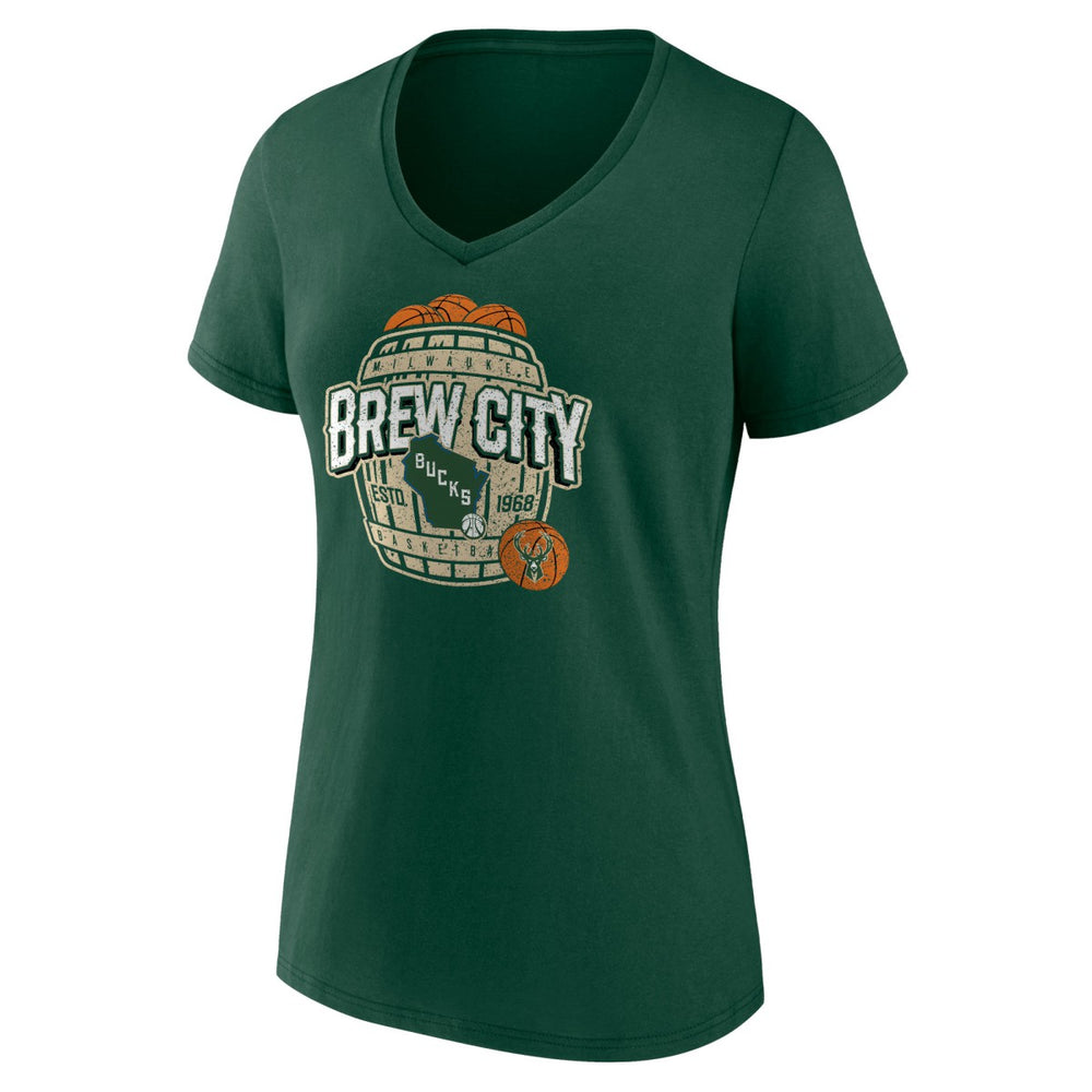 NBA - Milwaukee Bucks Women's Announcer V-Neck T-Shirt - Hunter Green