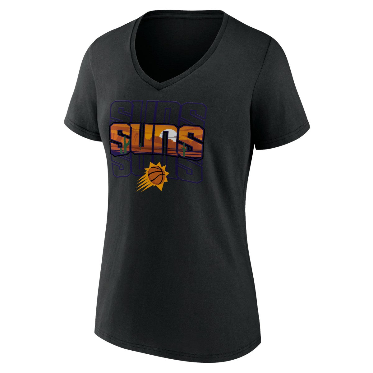 NBA - Phoenix Suns Women's Announcer V-Neck T-Shirt - Black