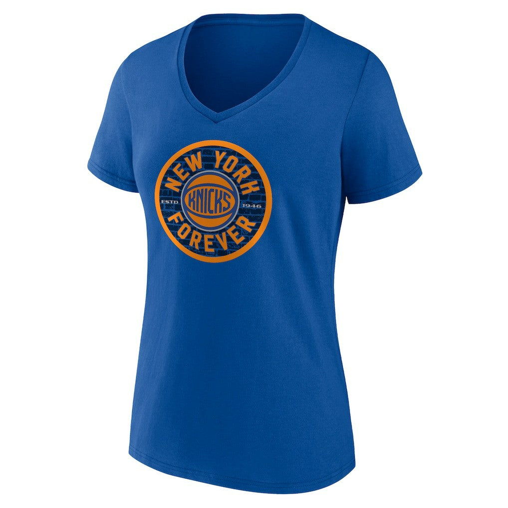 NBA - New York Knicks Women's Huddle V-Neck T-Shirt - Blue