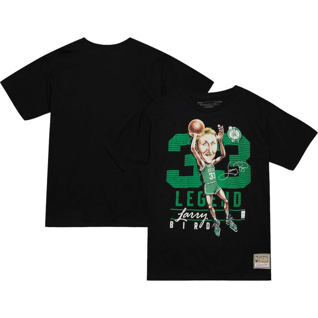 Mitchell & Ness - Larry Bird Boston Celtics Hardwood Classics Caricature T-Shirt - Black