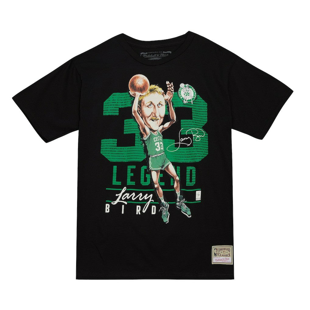 Mitchell & Ness - Larry Bird Boston Celtics Hardwood Classics Caricature T-Shirt - Black