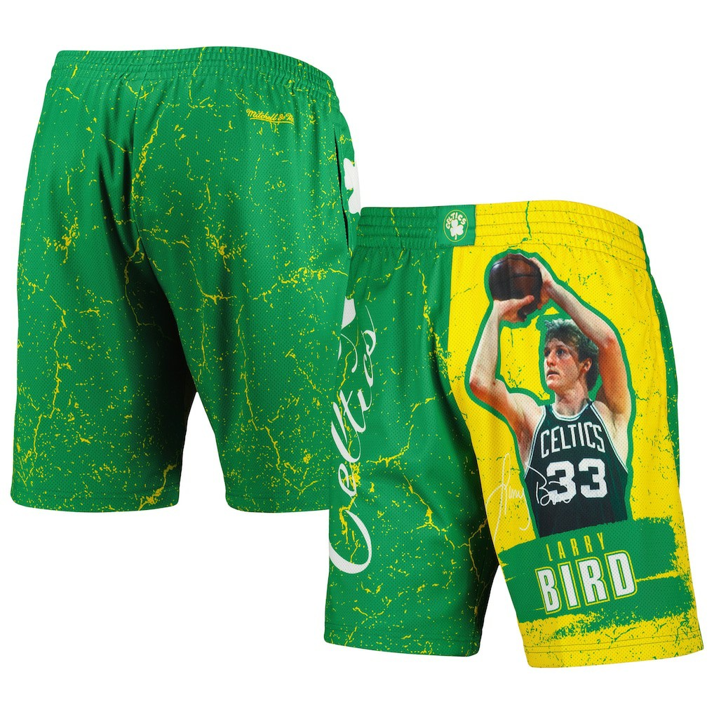 Mitchell & Ness - Larry Bird Boston Celtics Hardwood Classics Player Burst Shorts - Kelly Green