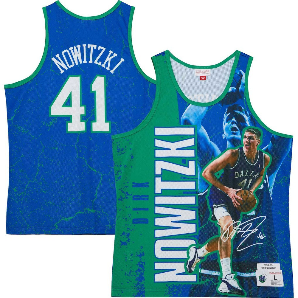 Mitchell & Ness - Dirk Nowitzki Dallas Mavericks Hardwood Classics Player Burst Tank Top - Blue