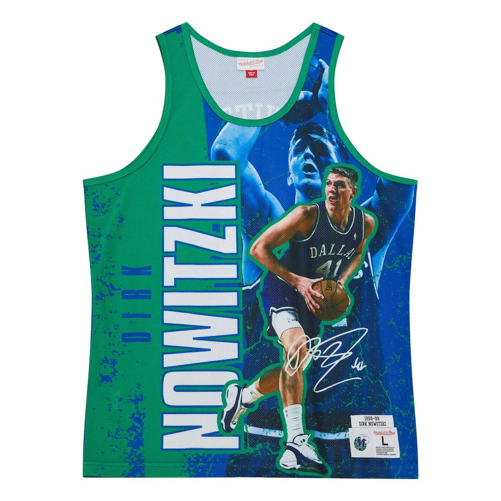 Mitchell & Ness - Dirk Nowitzki Dallas Mavericks Hardwood Classics Player Burst Tank Top - Blue