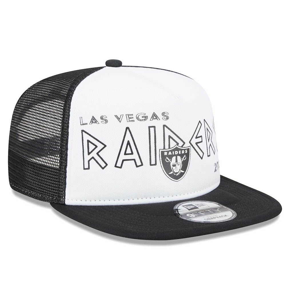 Las Vegas Raiders New Era Banger 9FIFTY Trucker Snapback Hat White/Black - NFL