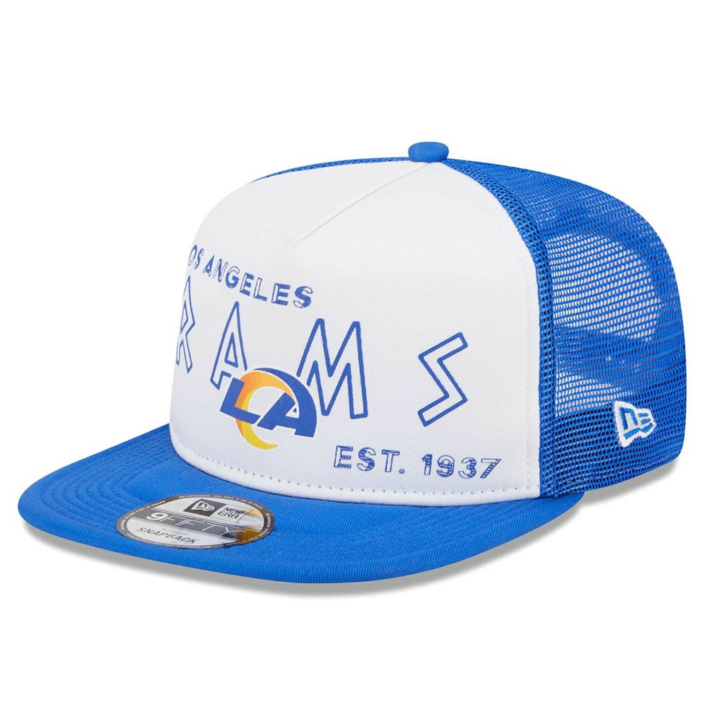Los Angeles Rams New Era Banger 9FIFTY Trucker Snapback Hat White/Royal - NFL