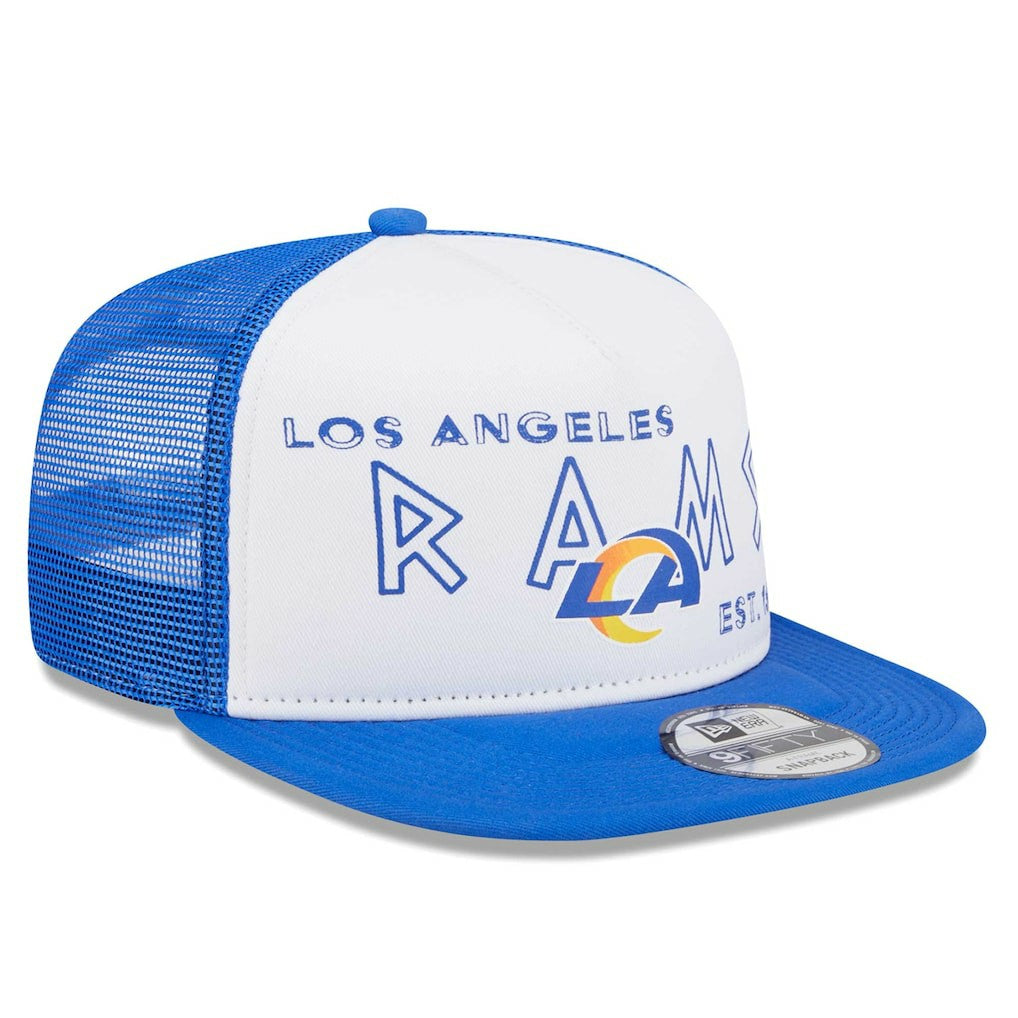 Los Angeles Rams New Era Banger 9FIFTY Trucker Snapback Hat White/Royal - NFL