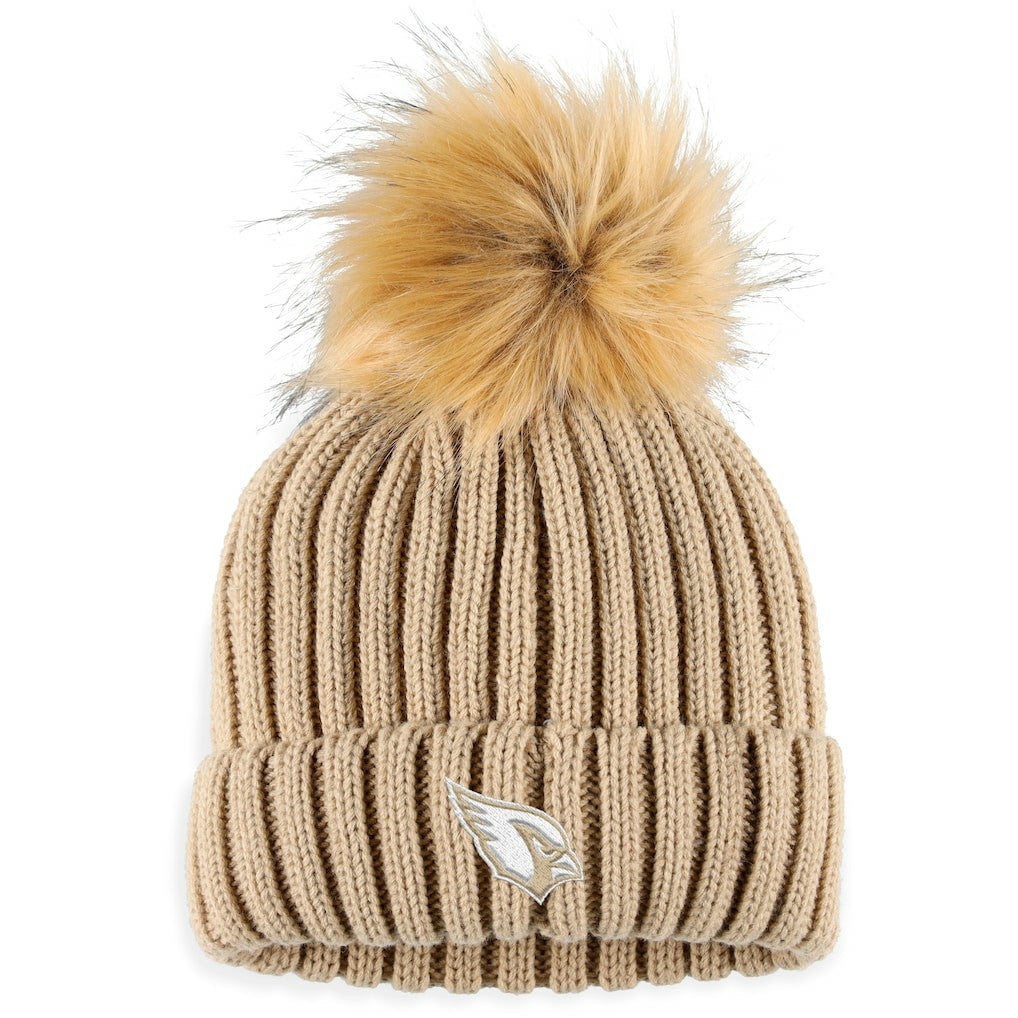Arizona Cardinals WEAR by Erin Andrews Women's Neutral Cuffed Knit Hat with Pom Natural - NFL