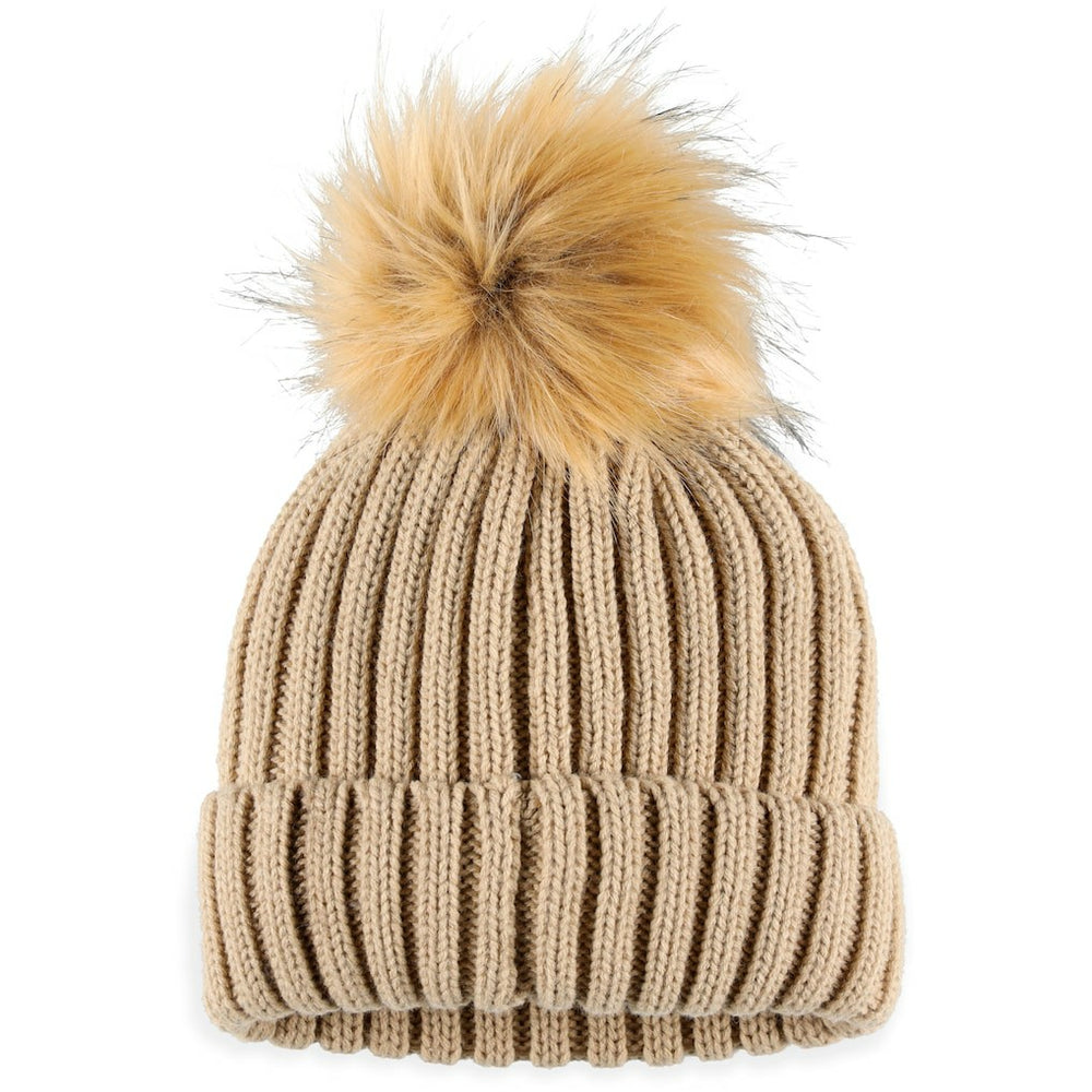 Las Vegas Raiders WEAR by Erin Andrews Women's Neutral Cuffed Knit Hat with Pom Natural - NFL