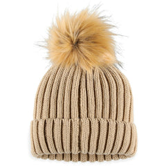 Las Vegas Raiders WEAR by Erin Andrews Women's Neutral Cuffed Knit Hat with Pom Natural - NFL
