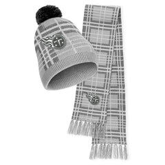 Tennessee Titans WEAR by Erin Andrews Women's Plaid Knit Hat with Pom & Scarf Set - NFL