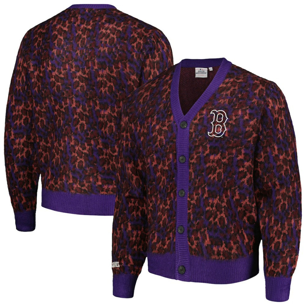 Boston Red Sox PLEASURES Cheetah Cardigan Button-Up Sweater Online