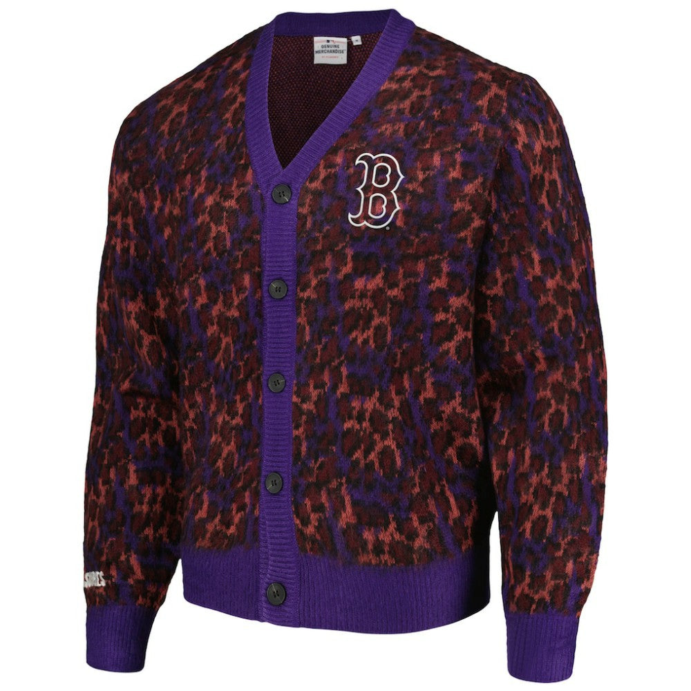 Boston Red Sox PLEASURES Cheetah Cardigan Button-Up Sweater Online