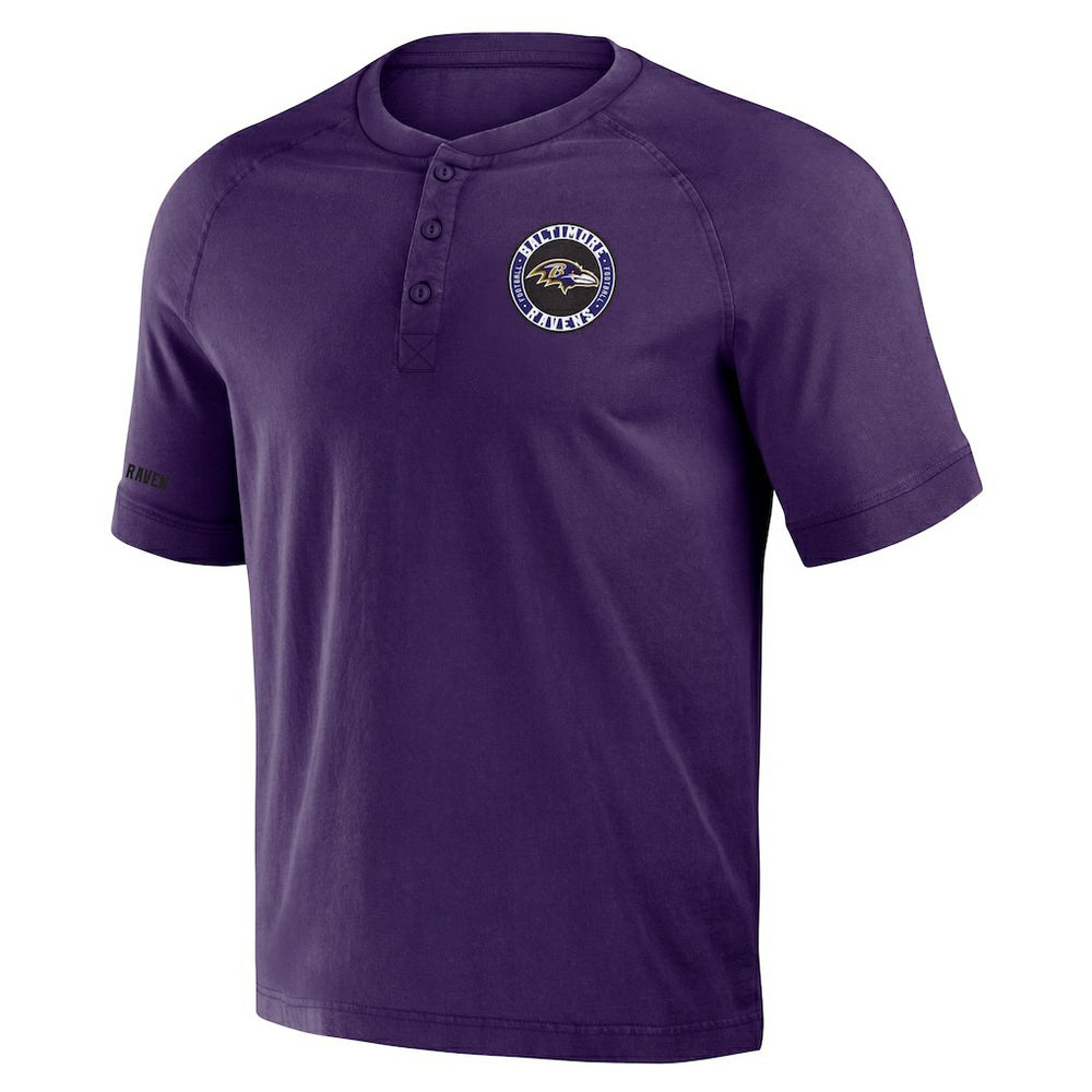 Baltimore Ravens NFL x Darius Rucker Collection Washed Raglan Henley T-Shirt Purple - Fanatics