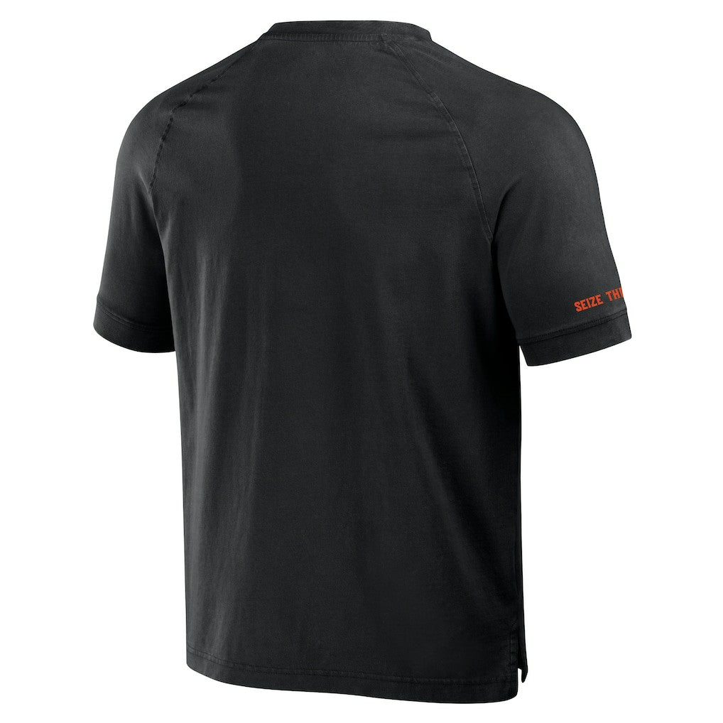 Cincinnati Bengals NFL x Darius Rucker Collection Washed Raglan Henley T-Shirt Black - Fanatics