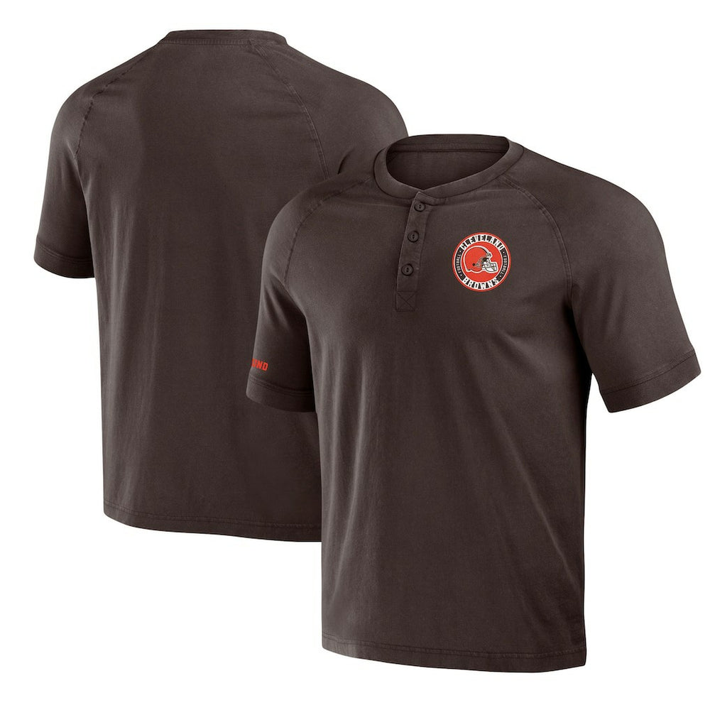 Cleveland Browns NFL x Darius Rucker Collection Washed Raglan Henley T-Shirt Brown - Fanatics