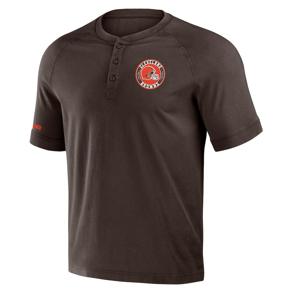 Cleveland Browns NFL x Darius Rucker Collection Washed Raglan Henley T-Shirt Brown - Fanatics