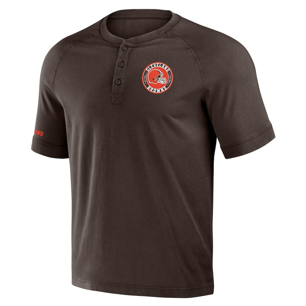 Cleveland Browns NFL x Darius Rucker Collection Washed Raglan Henley T-Shirt Brown - Fanatics
