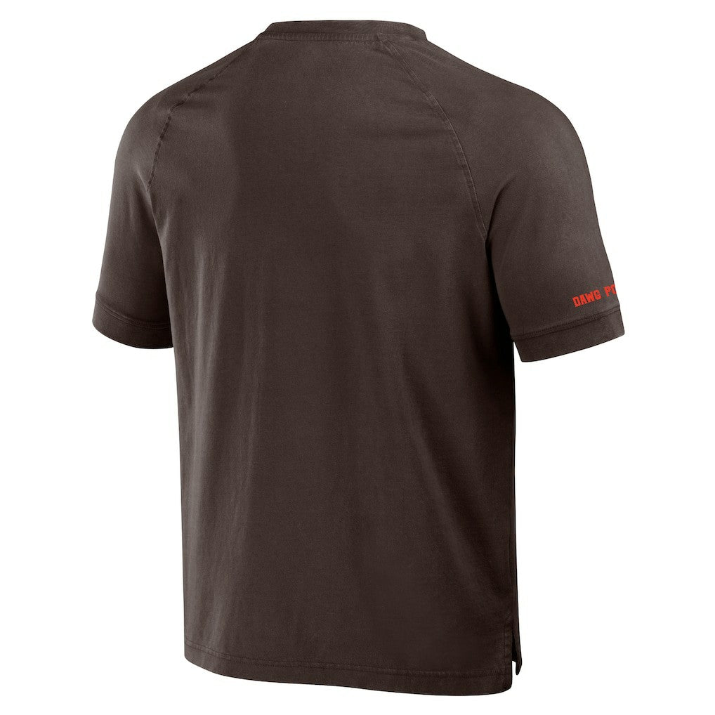 Cleveland Browns NFL x Darius Rucker Collection Washed Raglan Henley T-Shirt Brown - Fanatics