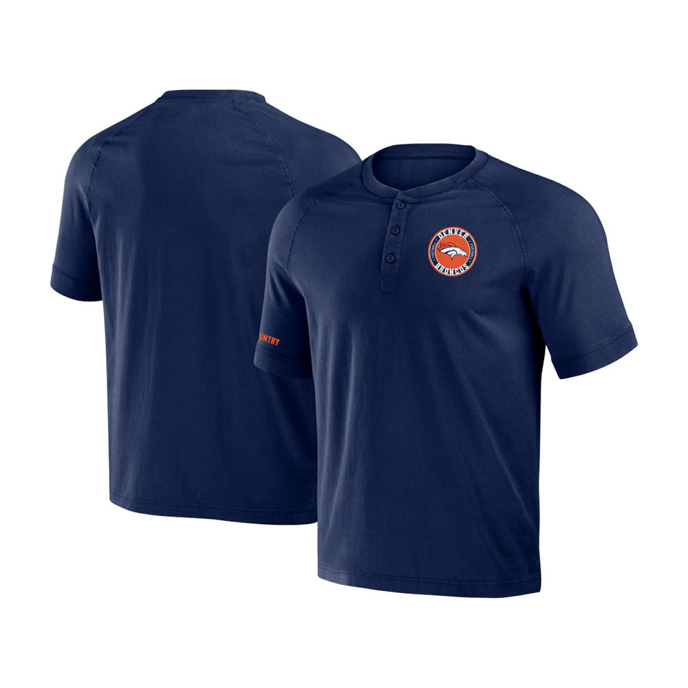 Denver Broncos NFL x Darius Rucker Collection Washed Raglan Henley T-Shirt Navy - Fanatics