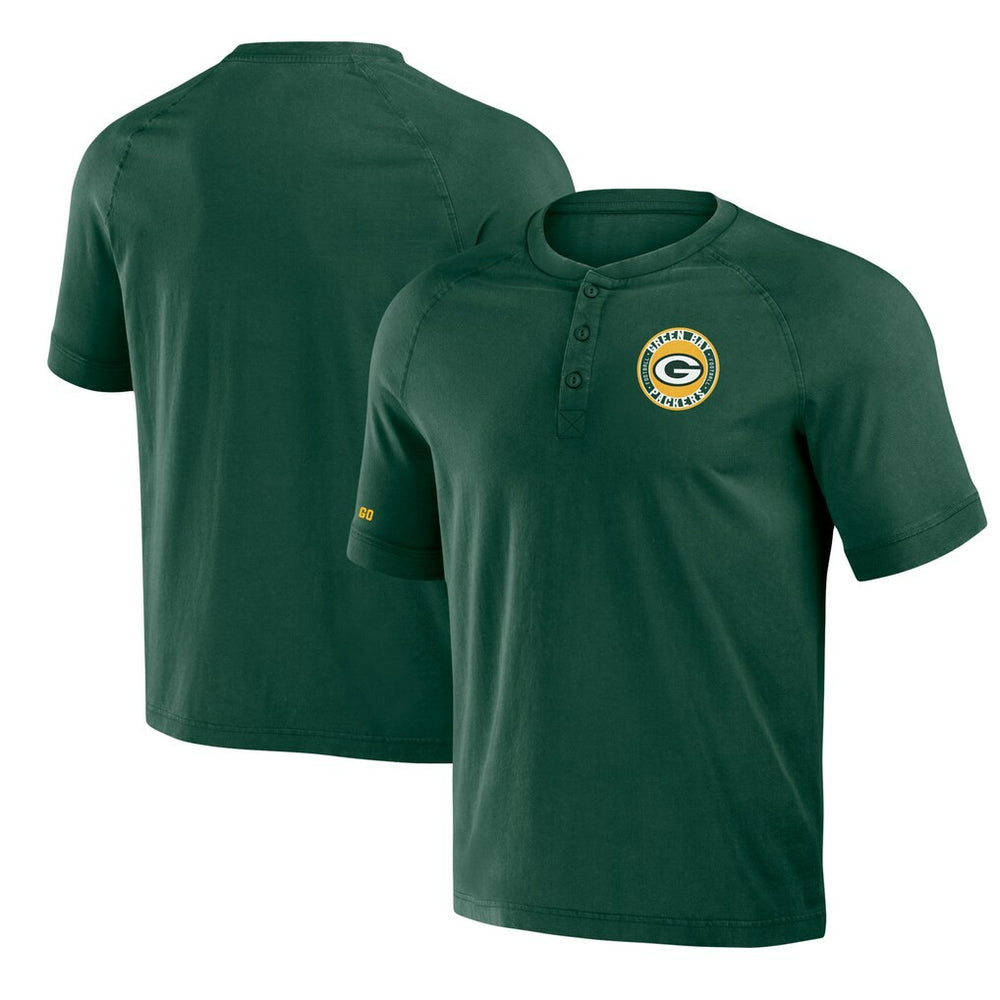 Green Bay Packers NFL x Darius Rucker Collection Washed Raglan Henley T-Shirt Green - Fanatics