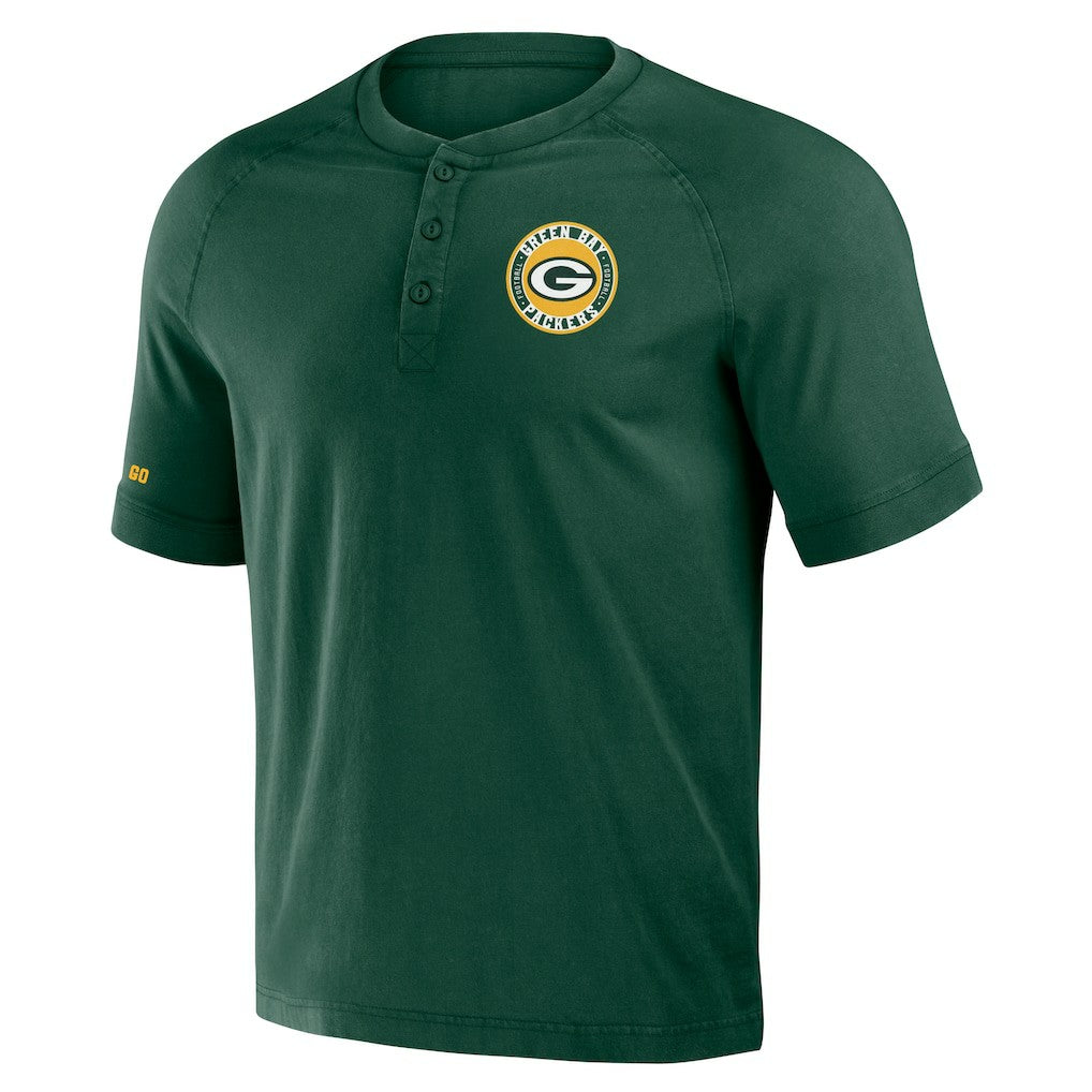 Green Bay Packers NFL x Darius Rucker Collection Washed Raglan Henley T-Shirt Green - Fanatics