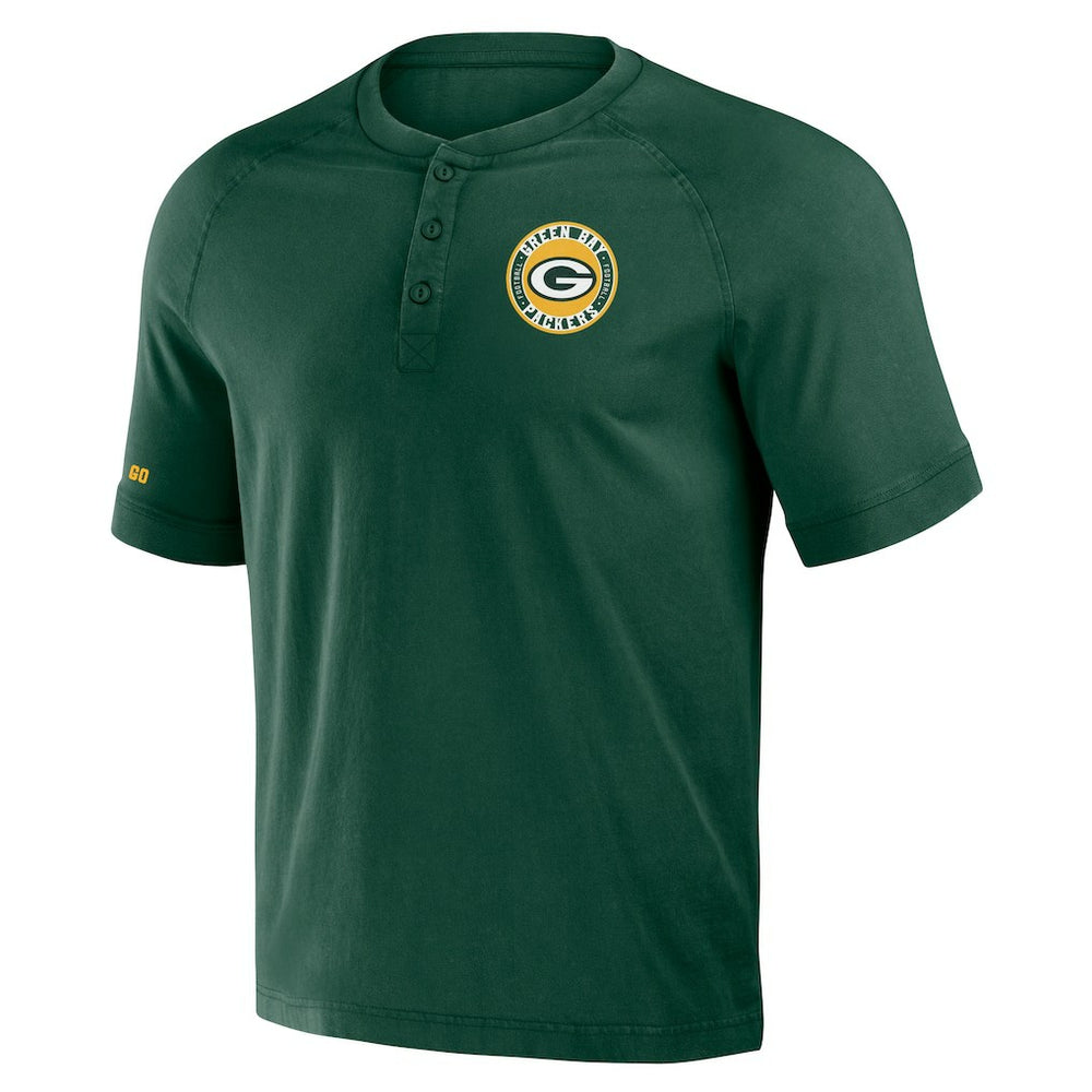 Green Bay Packers NFL x Darius Rucker Collection Washed Raglan Henley T-Shirt Green - Fanatics