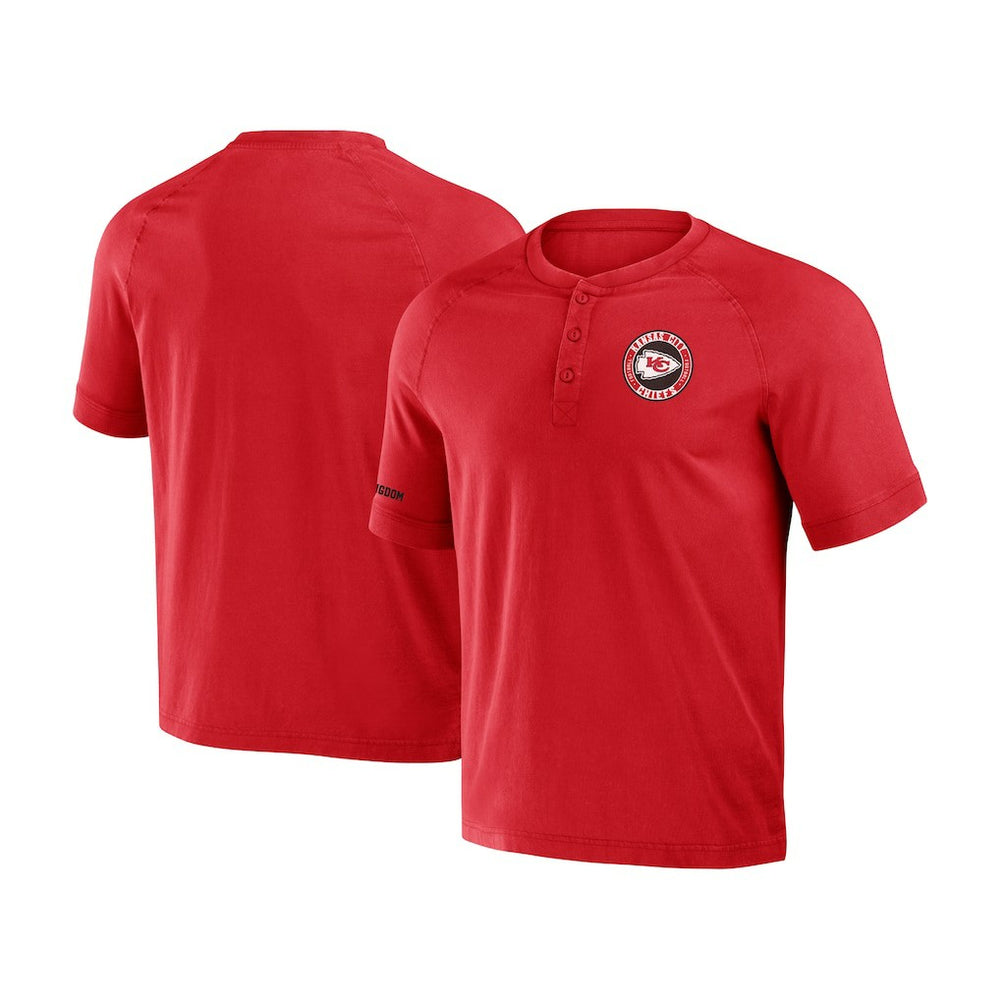 Kansas City Chiefs NFL x Darius Rucker Collection Washed Raglan Henley T-Shirt Red - Fanatics