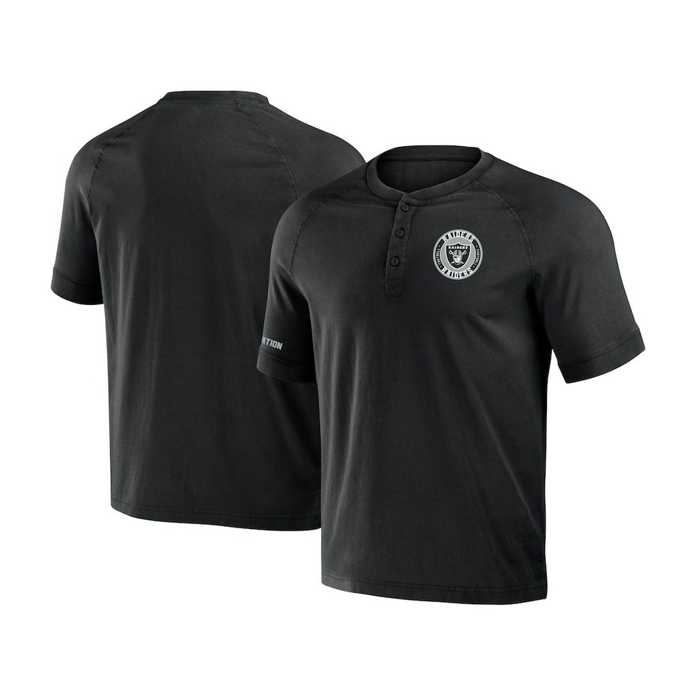 Las Vegas Raiders NFL x Darius Rucker Collection Washed Raglan Henley T-Shirt Black - Fanatics