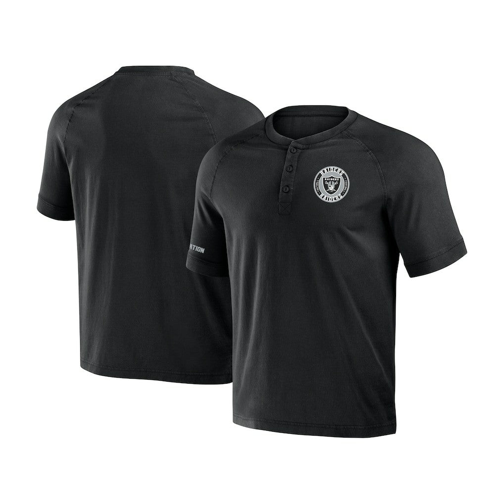 Las Vegas Raiders NFL x Darius Rucker Collection Washed Raglan Henley T-Shirt Black - Fanatics