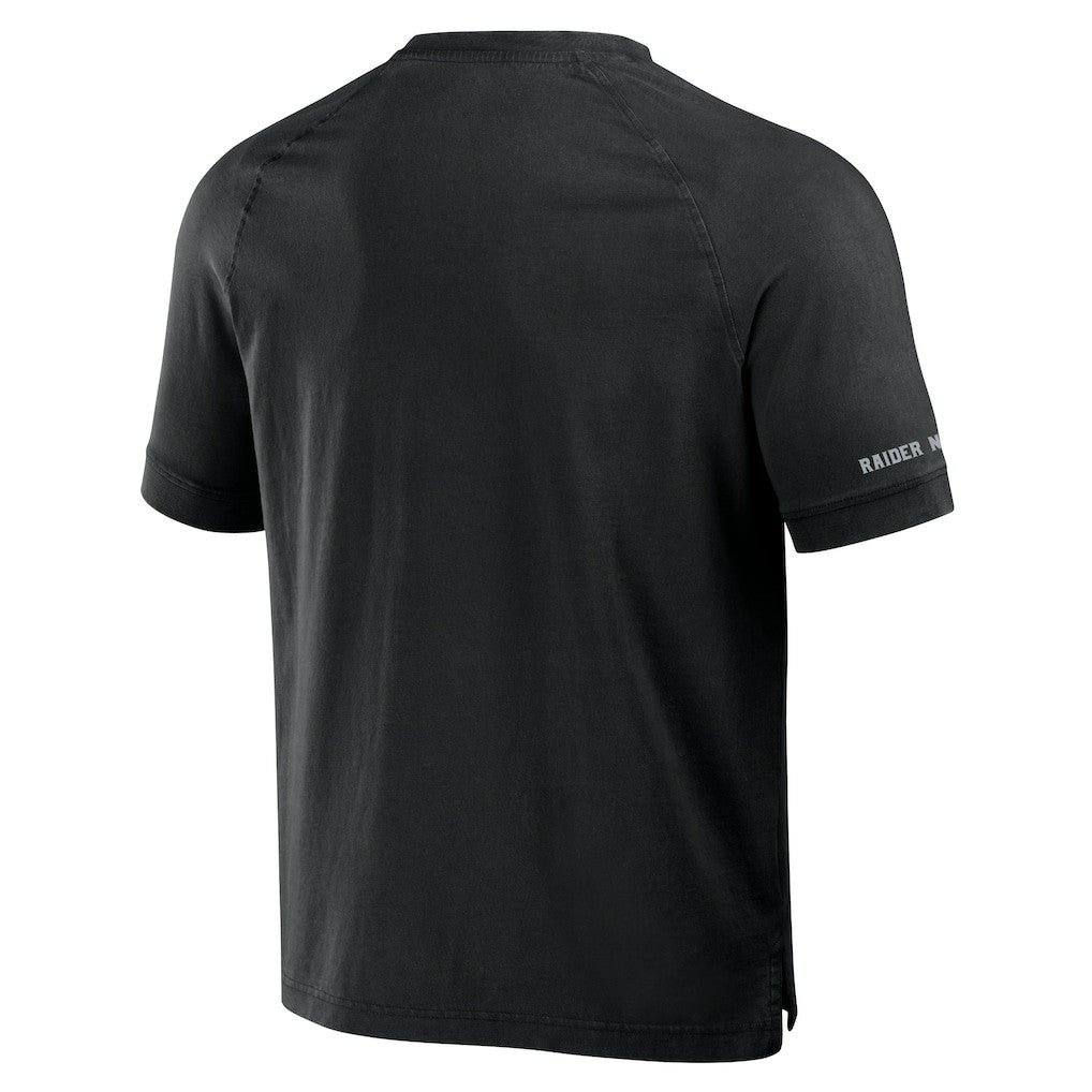 Las Vegas Raiders NFL x Darius Rucker Collection Washed Raglan Henley T-Shirt Black - Fanatics