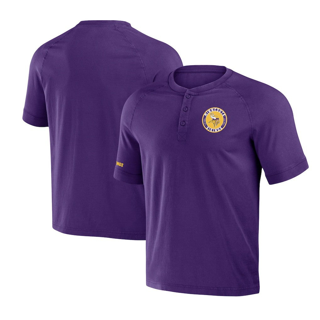 Minnesota Vikings NFL x Darius Rucker Collection Washed Raglan Henley T-Shirt Purple - Fanatics