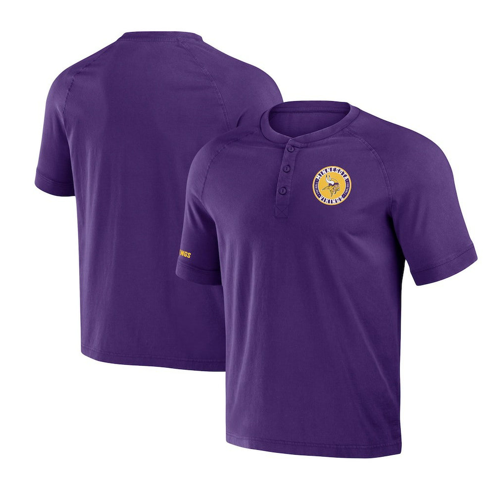 Minnesota Vikings NFL x Darius Rucker Collection Washed Raglan Henley T-Shirt Purple - Fanatics
