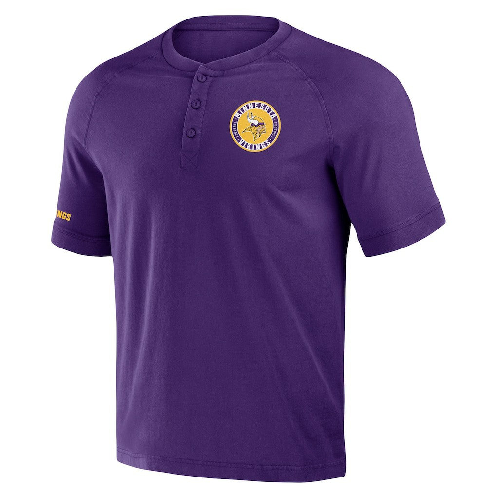 Minnesota Vikings NFL x Darius Rucker Collection Washed Raglan Henley T-Shirt Purple - Fanatics