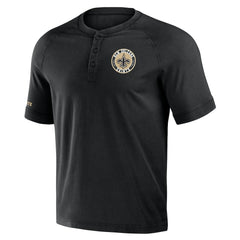 New Orleans Saints NFL x Darius Rucker Collection Washed Raglan Henley T-Shirt Black - Fanatics