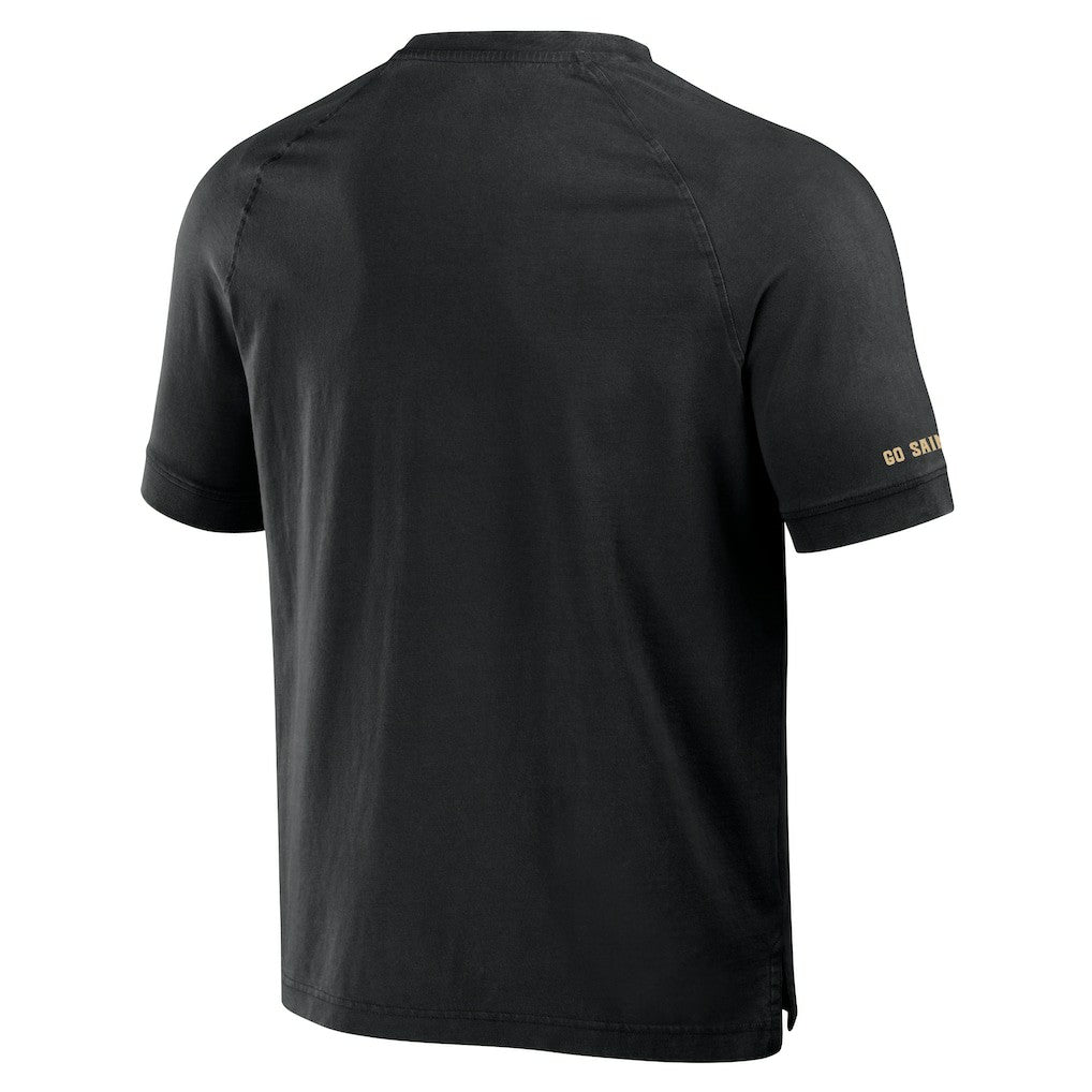 New Orleans Saints NFL x Darius Rucker Collection Washed Raglan Henley T-Shirt Black - Fanatics