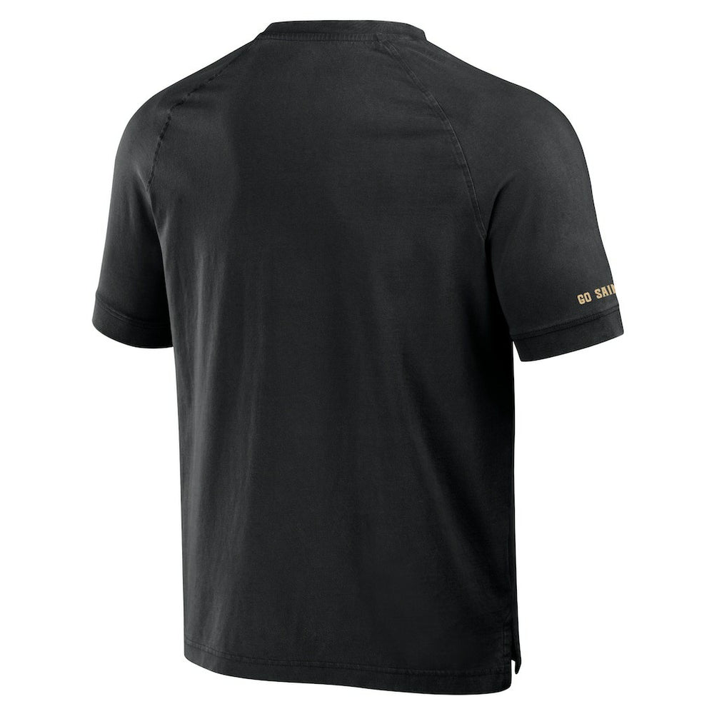 New Orleans Saints NFL x Darius Rucker Collection Washed Raglan Henley T-Shirt Black - Fanatics