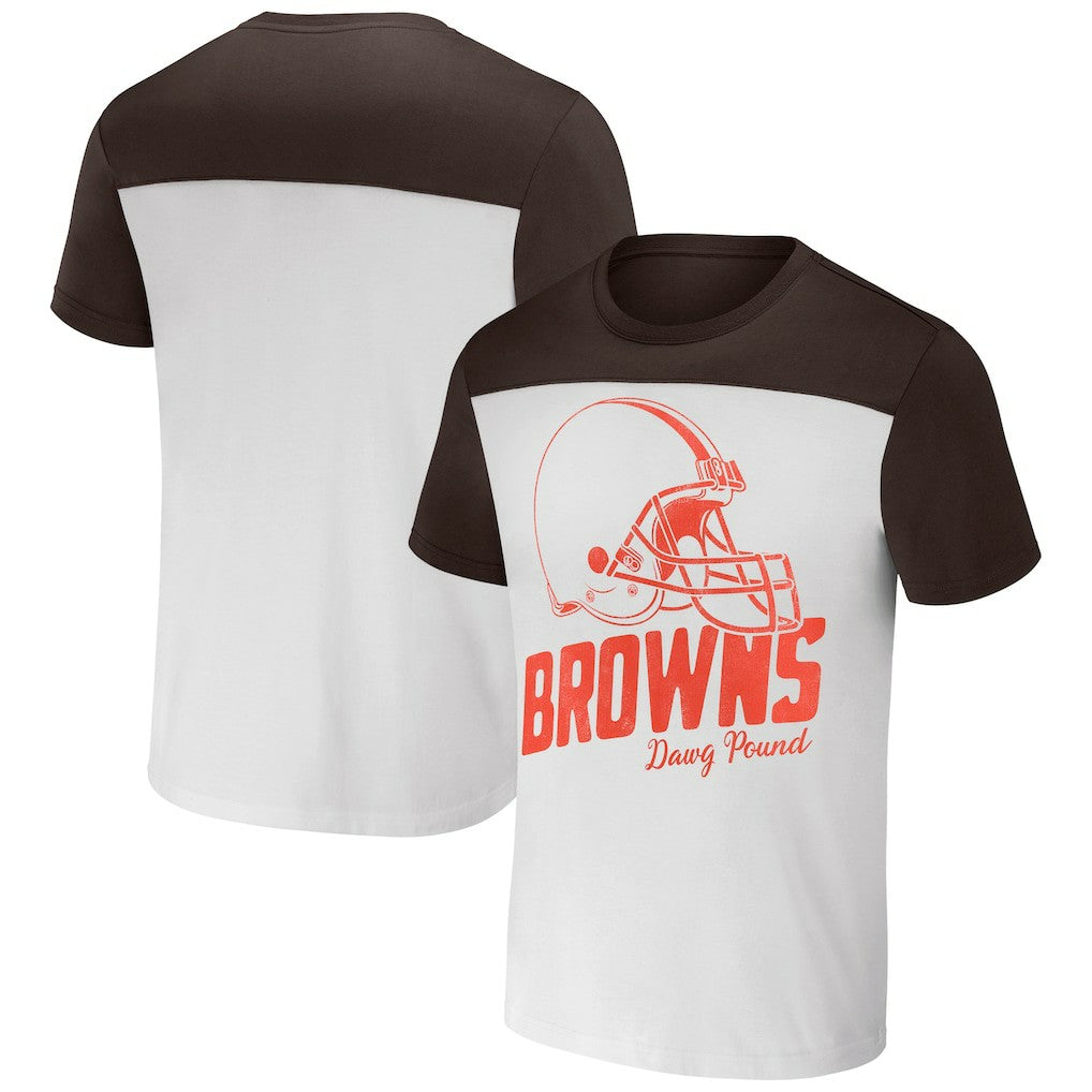 Cleveland Browns NFL x Darius Rucker Collection Colorblocked T-Shirt White/Brown - Fanatics
